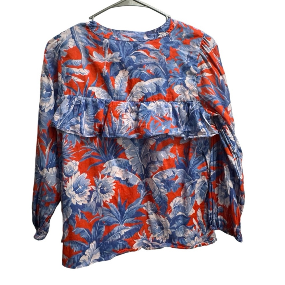 J. Crew Ruffle Ratti Rio Top, size PS, Red, Blue, White - Picture 2 of 5